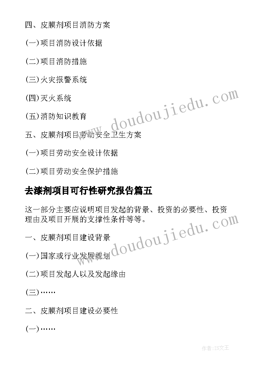 最新去漆剂项目可行性研究报告(大全8篇)