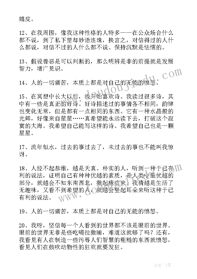 最新王小波书中的经典语录摘抄(精选8篇)