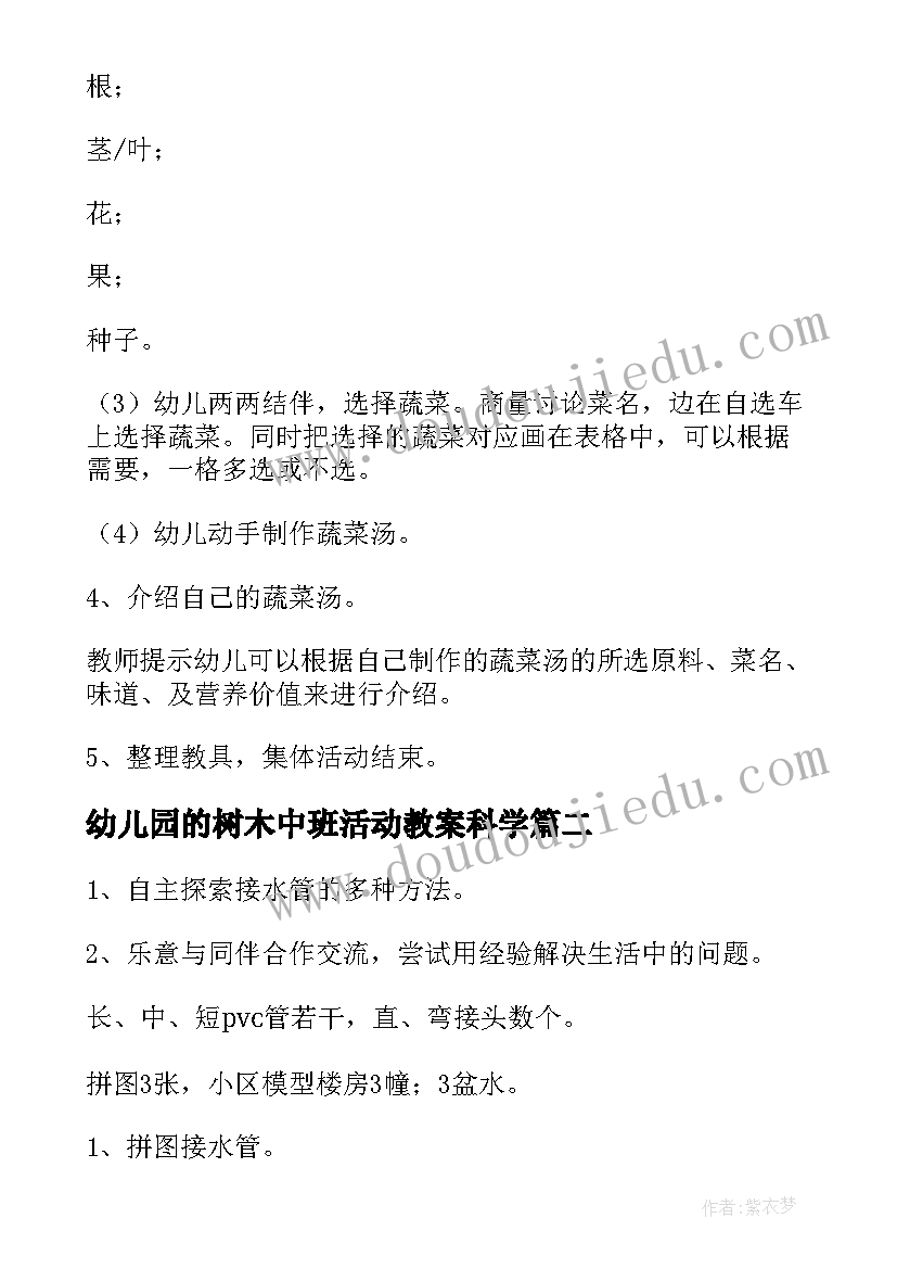 幼儿园的树木中班活动教案科学(大全8篇)