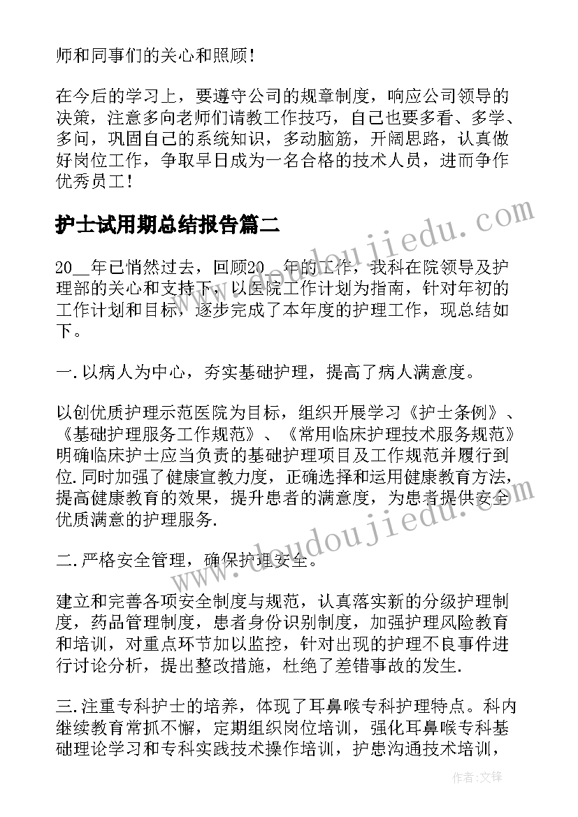 2023年护士试用期总结报告(优秀8篇)