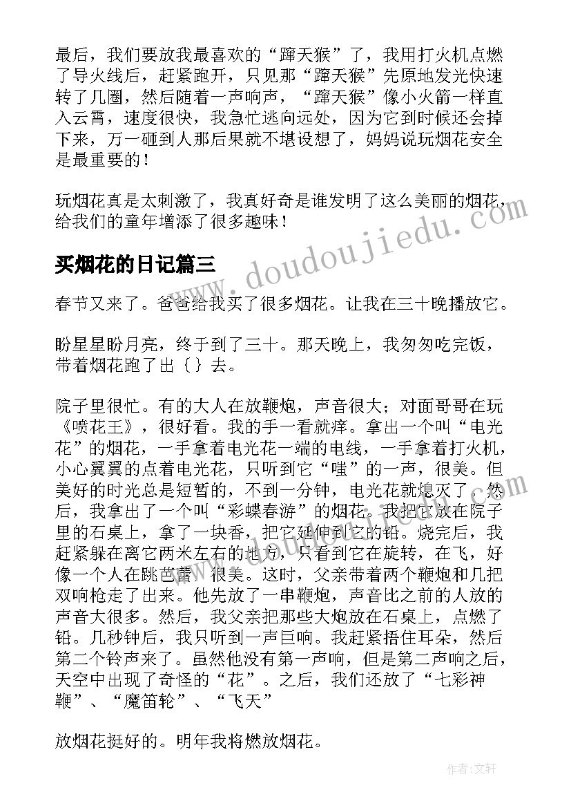 2023年买烟花的日记 烟花的文案精彩(优质14篇)