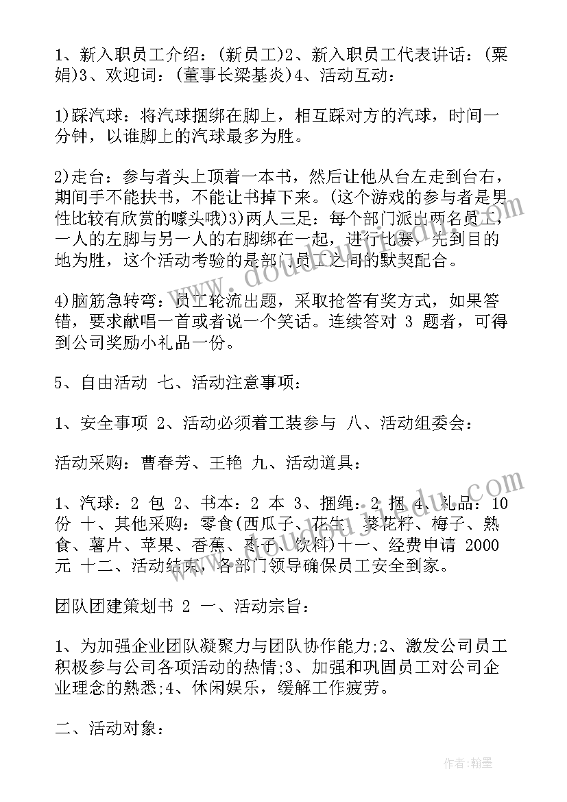 2023年团队活动策划案(实用15篇)