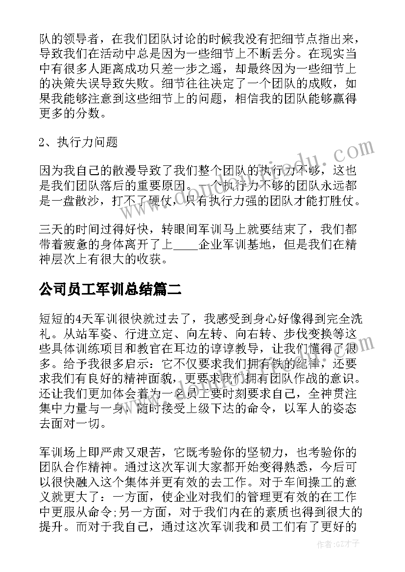 公司员工军训总结 员工军训天总结(通用9篇)