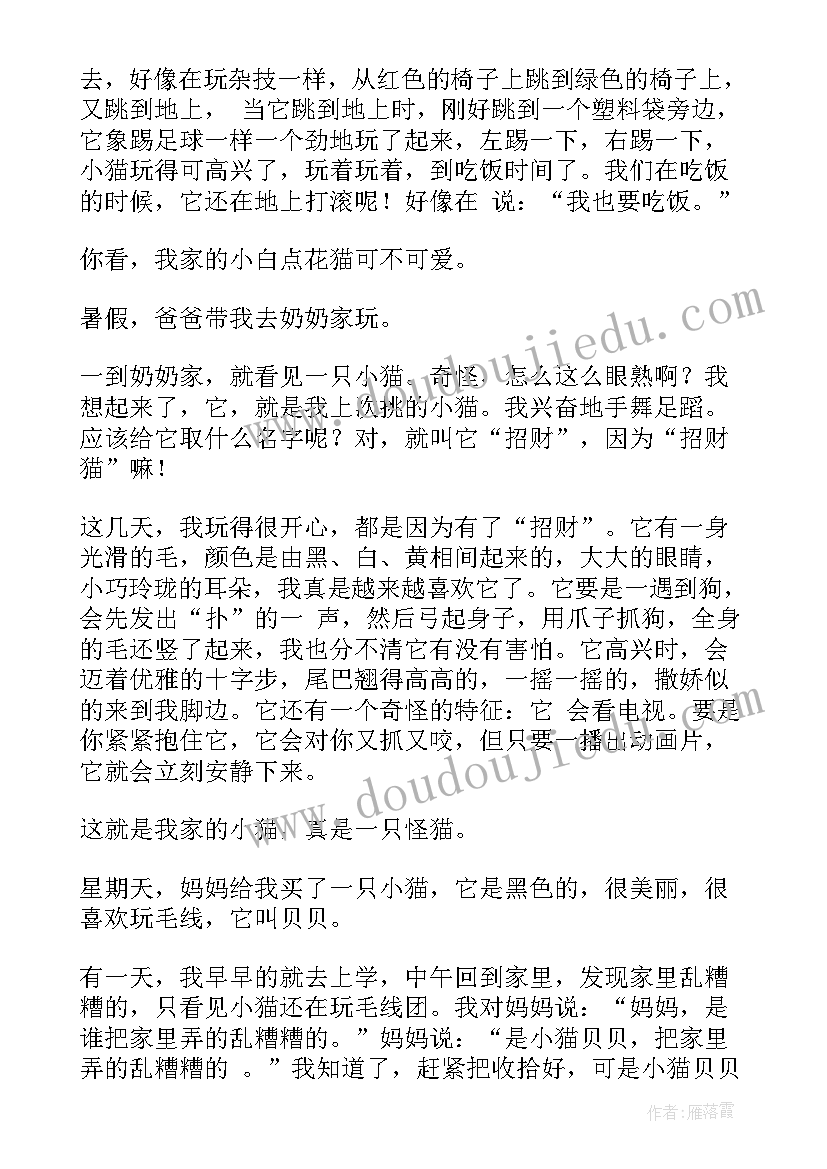 2023年我家的小猫 一年级小学生日记我家的小猫(模板8篇)