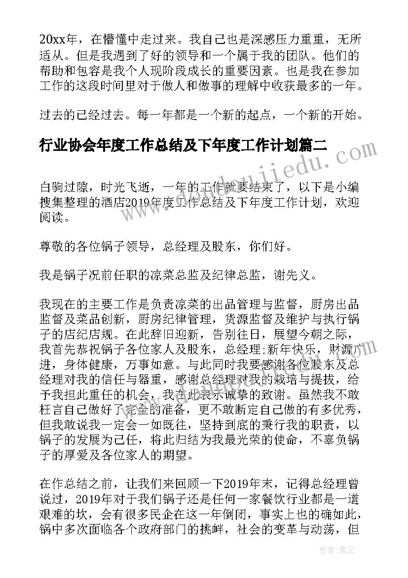 最新行业协会年度工作总结及下年度工作计划(大全16篇)