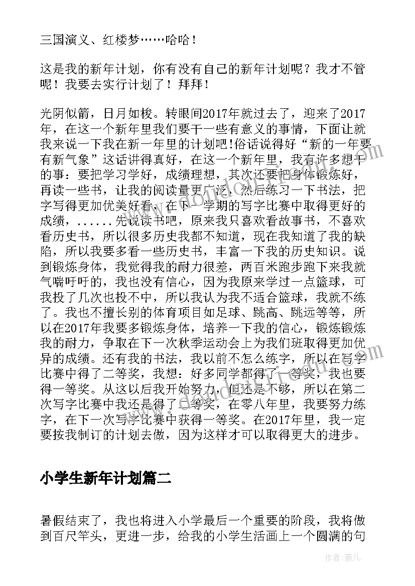 最新小学生新年计划 小学级新年计划(通用8篇)