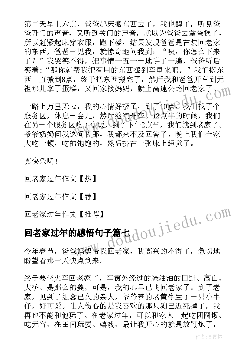 回老家过年的感悟句子(优秀8篇)