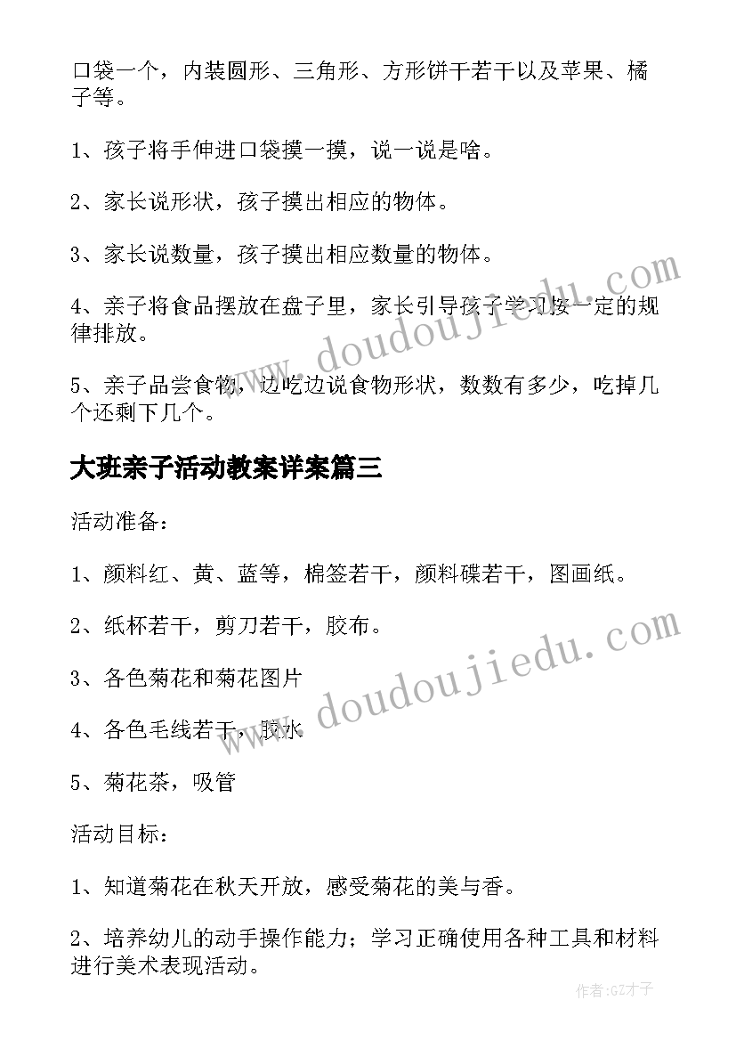 2023年大班亲子活动教案详案(模板10篇)