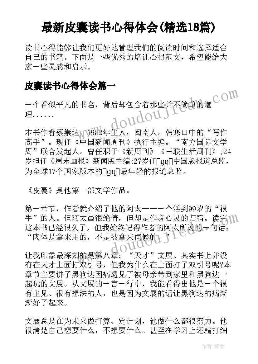 最新皮囊读书心得体会(精选18篇)