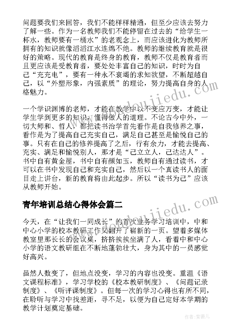 最新青年培训总结心得体会 青年教师培训总结(汇总11篇)