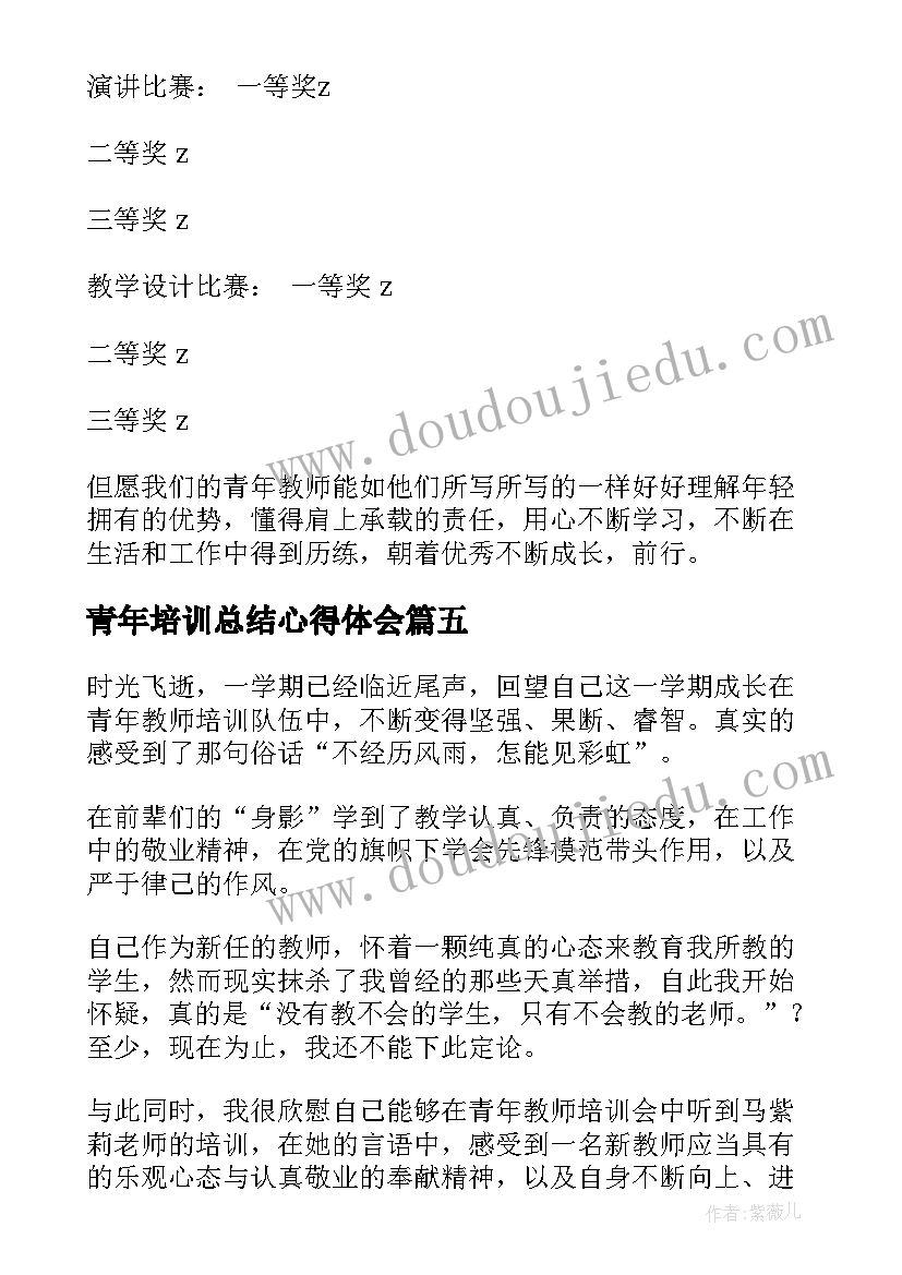 最新青年培训总结心得体会 青年教师培训总结(汇总11篇)