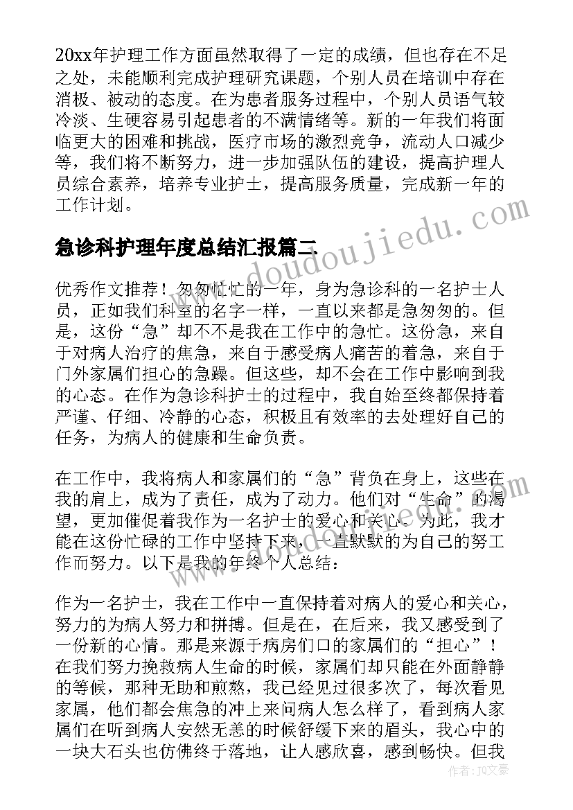 2023年急诊科护理年度总结汇报(大全5篇)