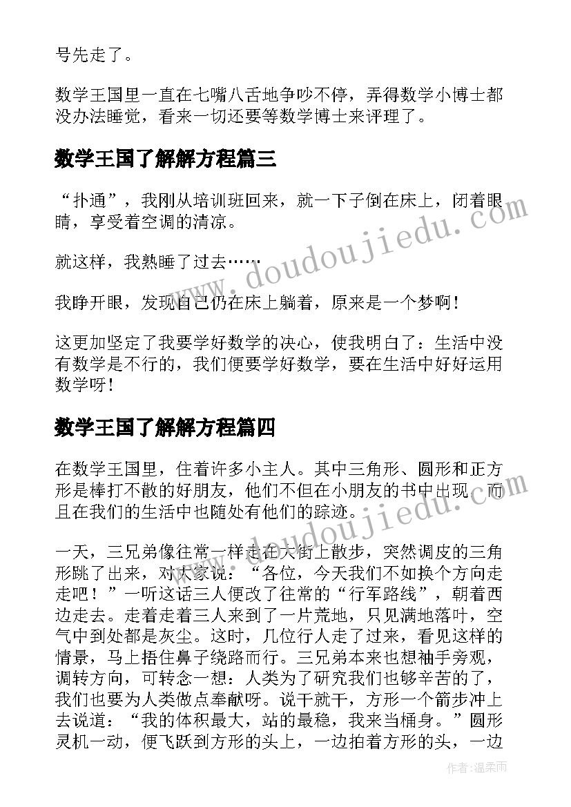 数学王国了解解方程 大班数学王国教案(大全10篇)