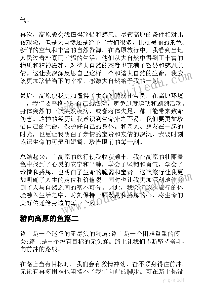 游向高原的鱼 上高原心得体会(优质20篇)