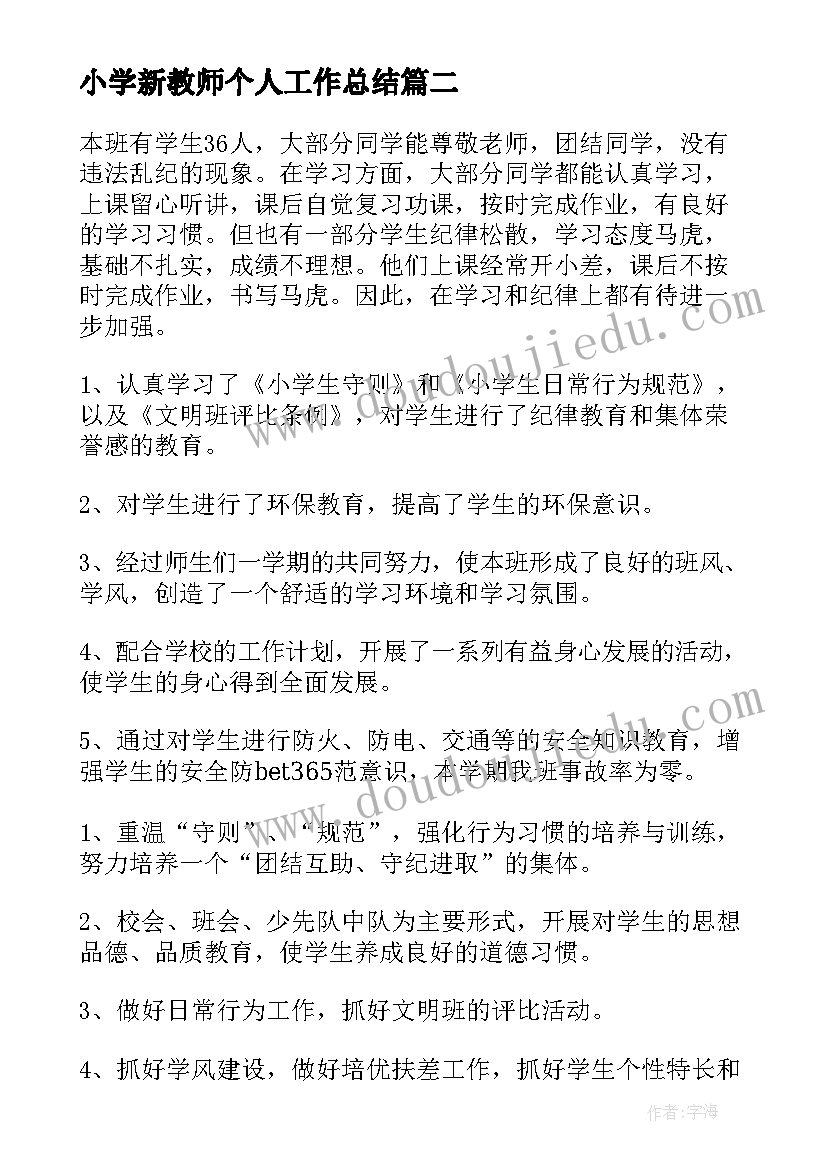 2023年小学新教师个人工作总结(优质12篇)