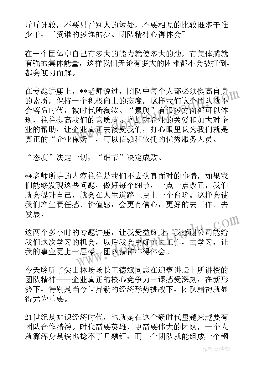 团队精神的心得和感悟英语x(大全20篇)