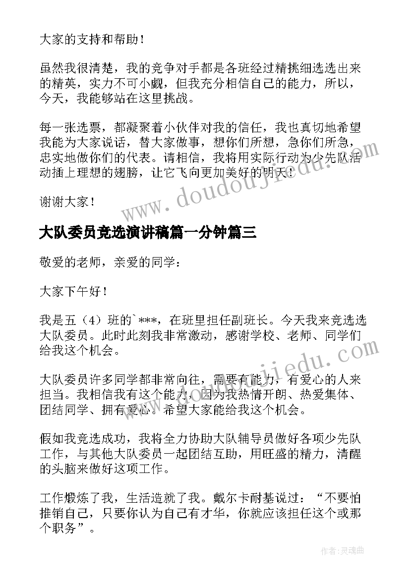 最新大队委员竞选演讲稿篇一分钟(模板9篇)