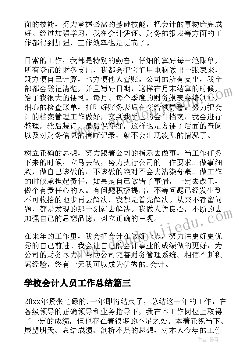 最新学校会计人员工作总结(大全19篇)