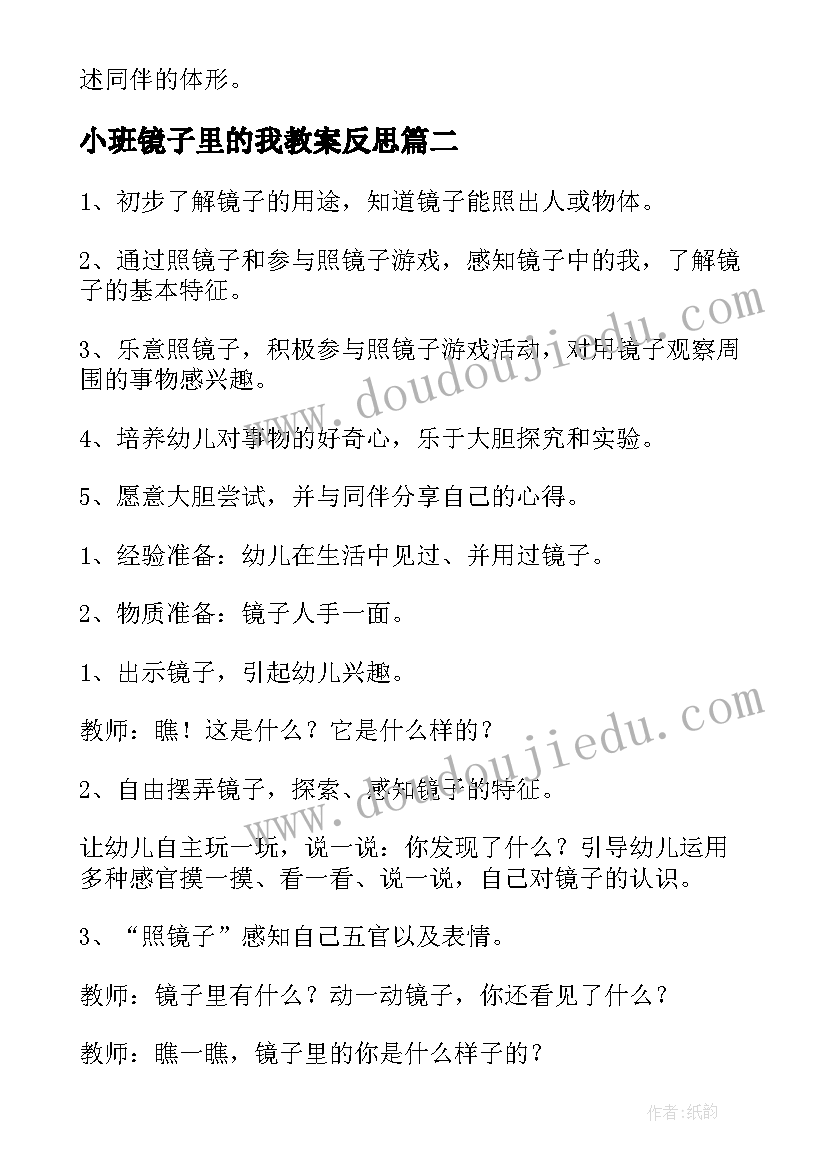 小班镜子里的我教案反思(通用8篇)