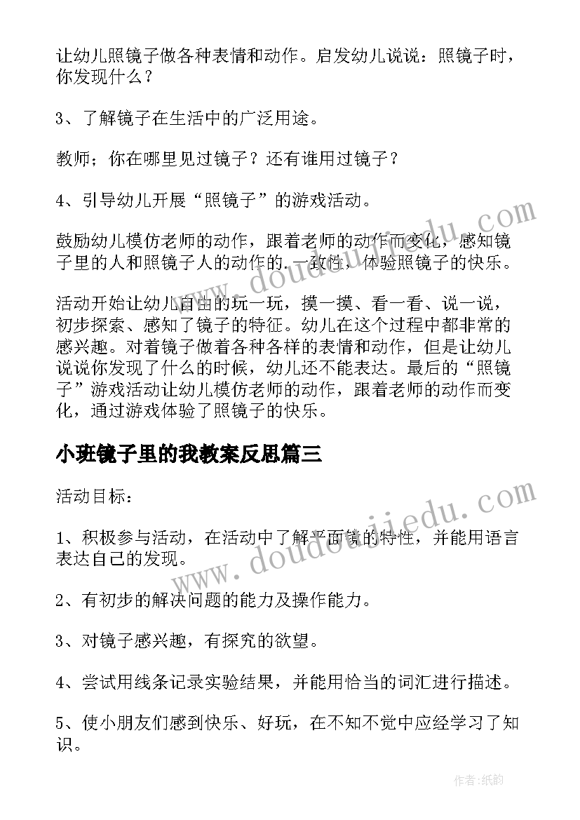 小班镜子里的我教案反思(通用8篇)