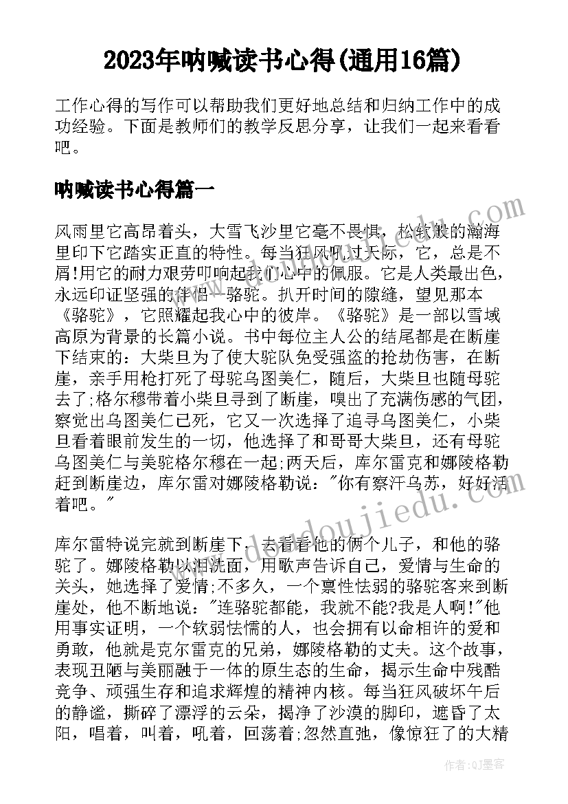 2023年呐喊读书心得(通用16篇)