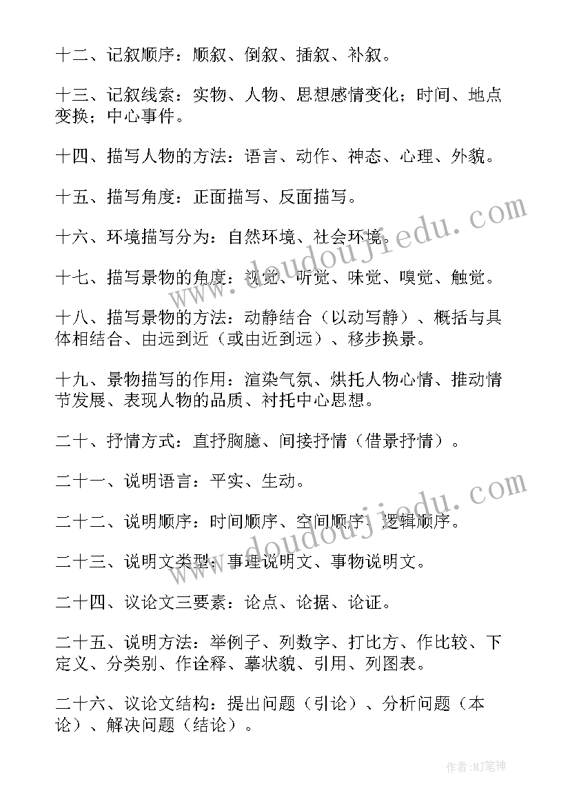 小学语文基础知识点总结(模板8篇)