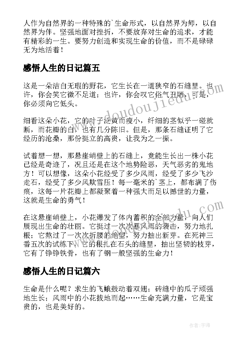 2023年感悟人生的日记(实用8篇)