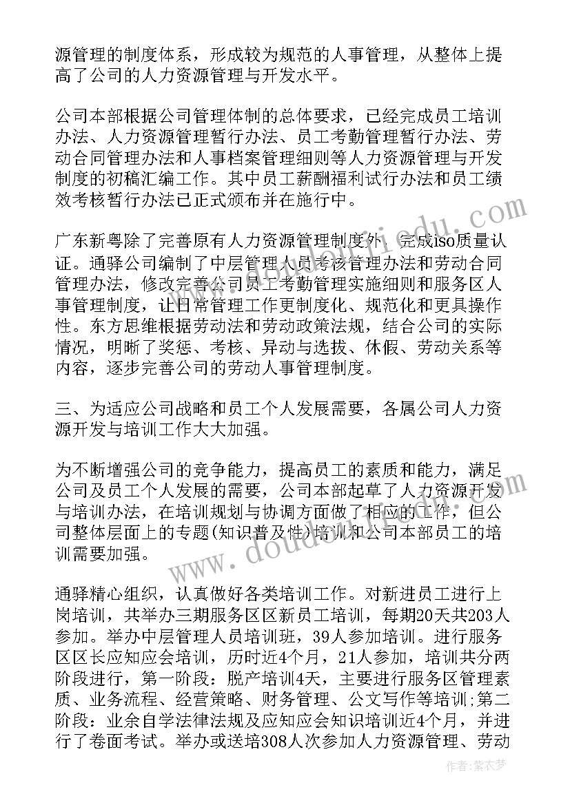 2023年人力资源实训个人总结 医院人力资源主管年终个人总结(模板11篇)