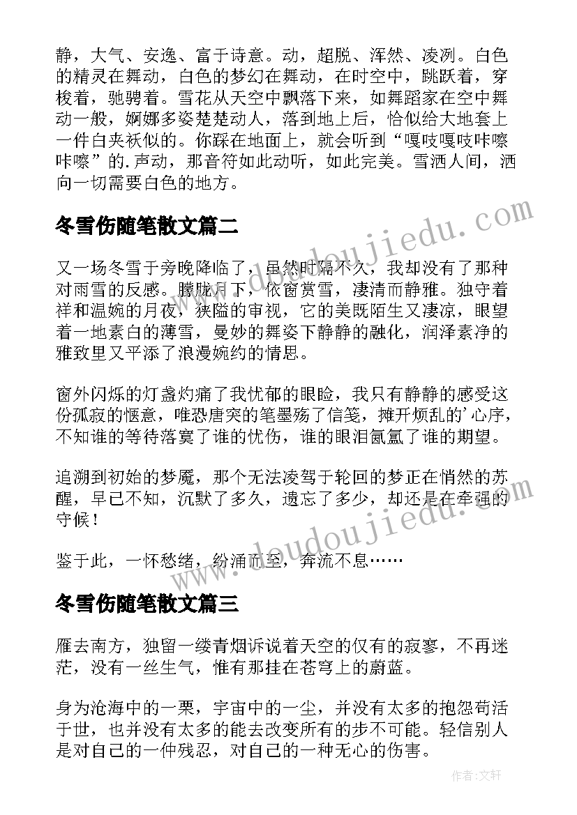 最新冬雪伤随笔散文 冬雪的散文随笔(大全8篇)