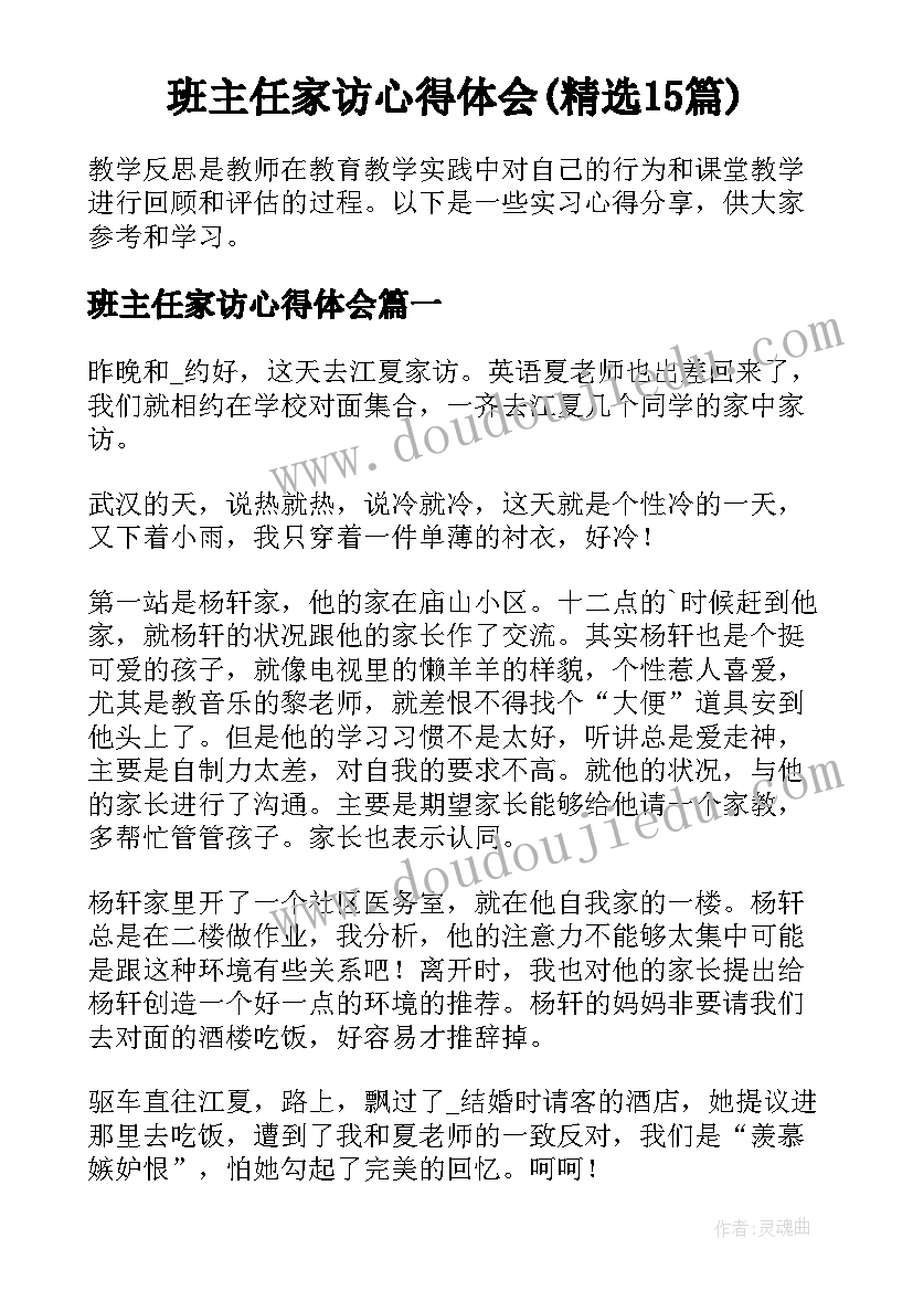 班主任家访心得体会(精选15篇)