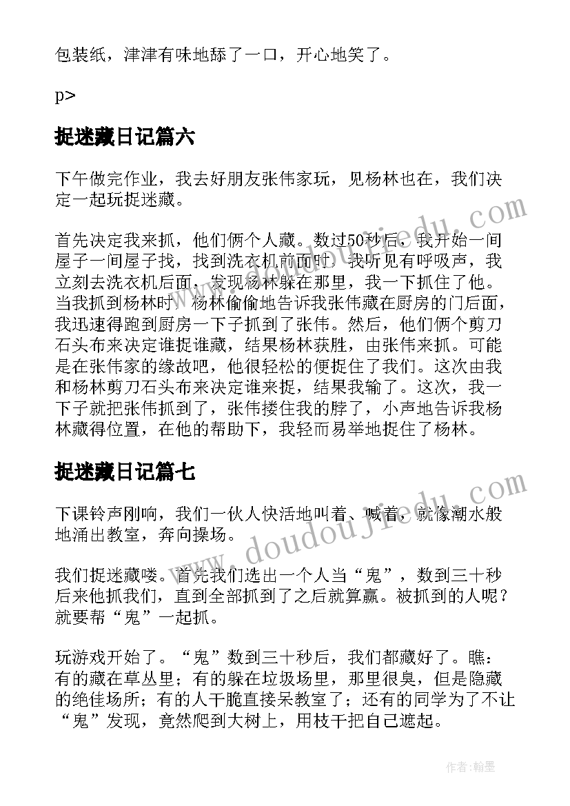 2023年捉迷藏日记(精选18篇)