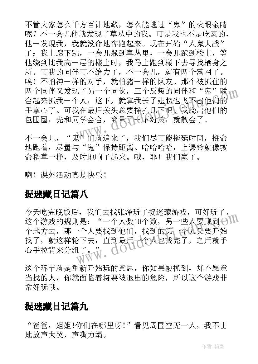 2023年捉迷藏日记(精选18篇)