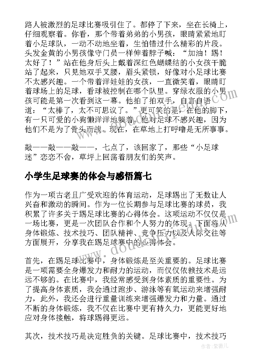 2023年小学生足球赛的体会与感悟(大全8篇)