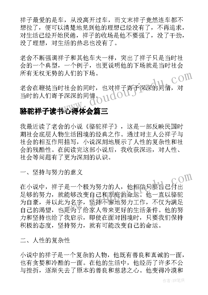 2023年骆驼祥子读书心得体会(优秀14篇)