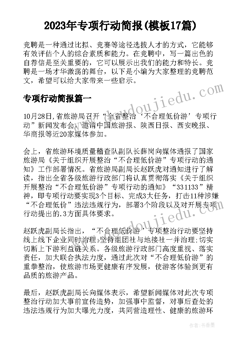 2023年专项行动简报(模板17篇)