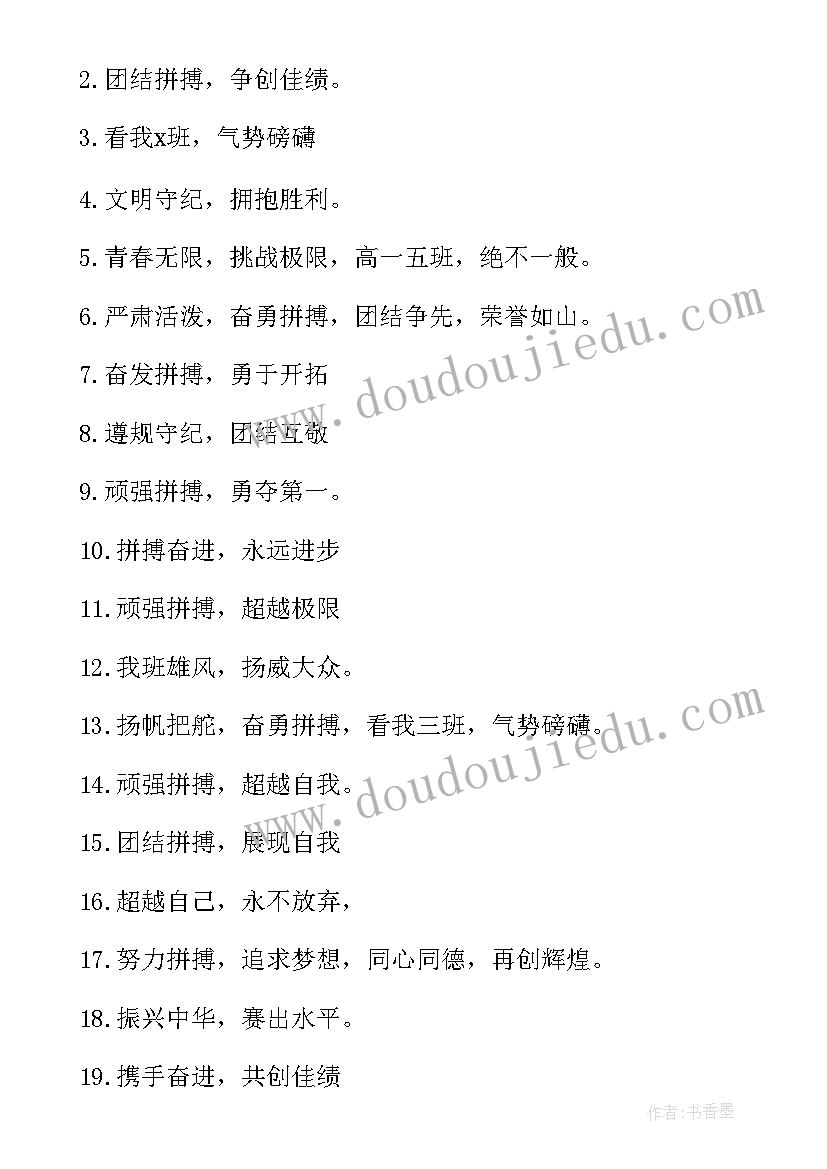 运动比赛的口号(实用8篇)