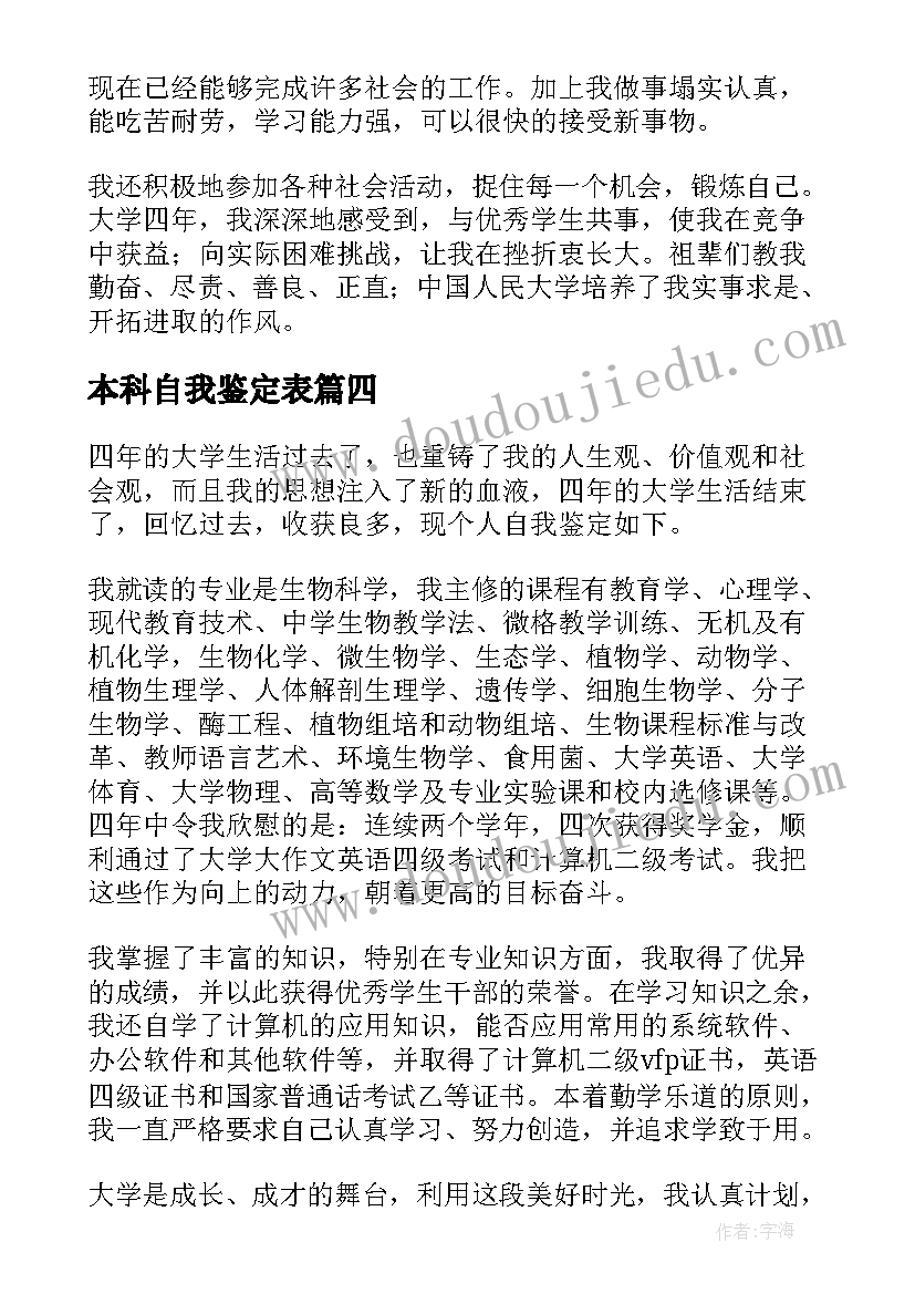 2023年本科自我鉴定表 本科毕业生个人自我鉴定(实用18篇)