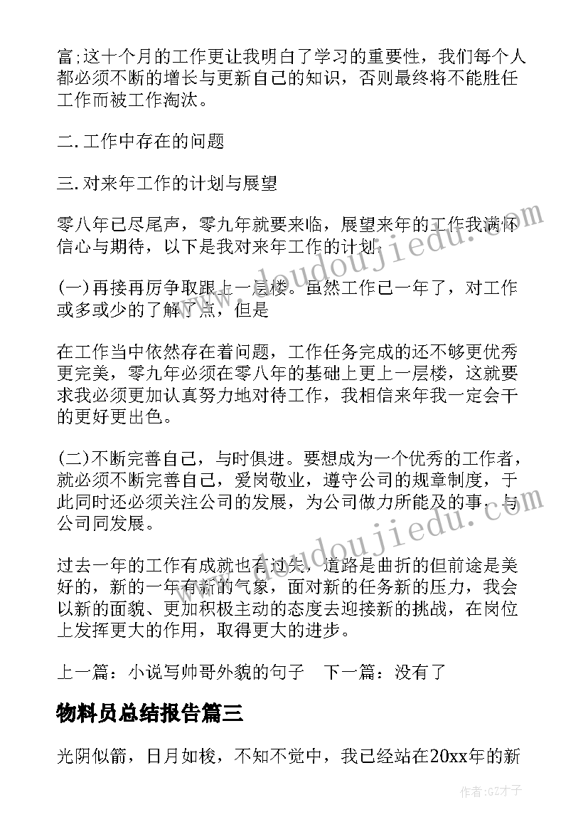 最新物料员总结报告(优质8篇)