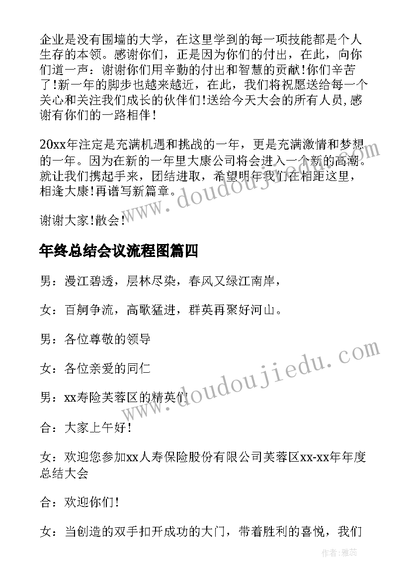 最新年终总结会议流程图 年终总结会主持词如何主持年终总结会(大全13篇)