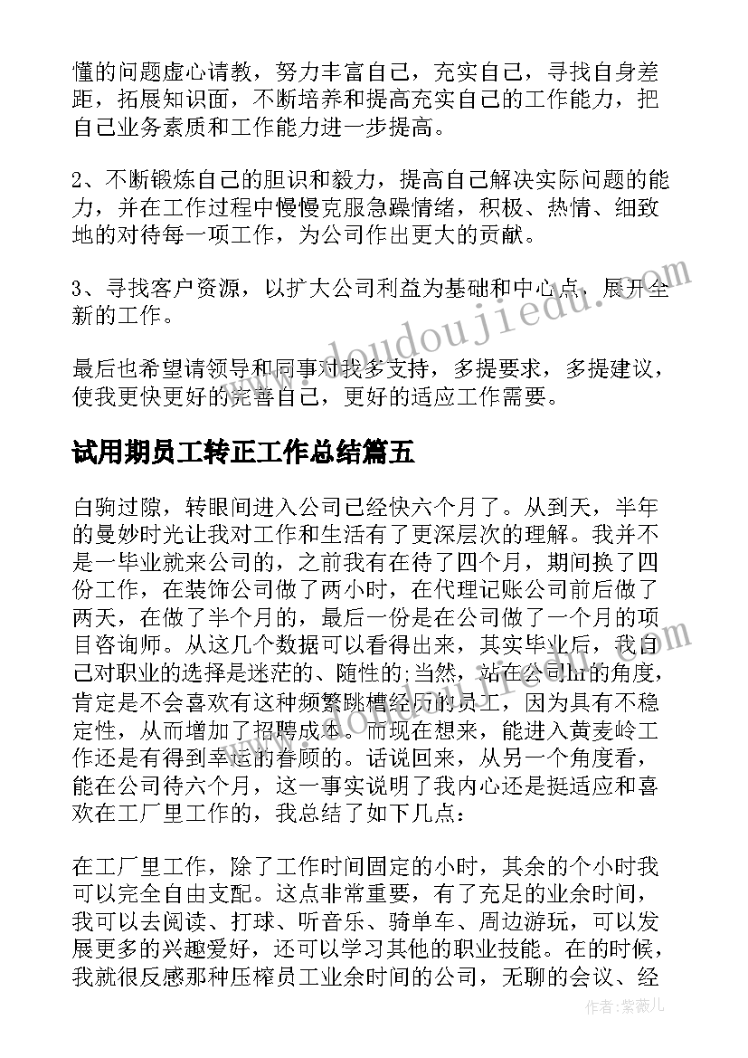 最新试用期员工转正工作总结(汇总16篇)