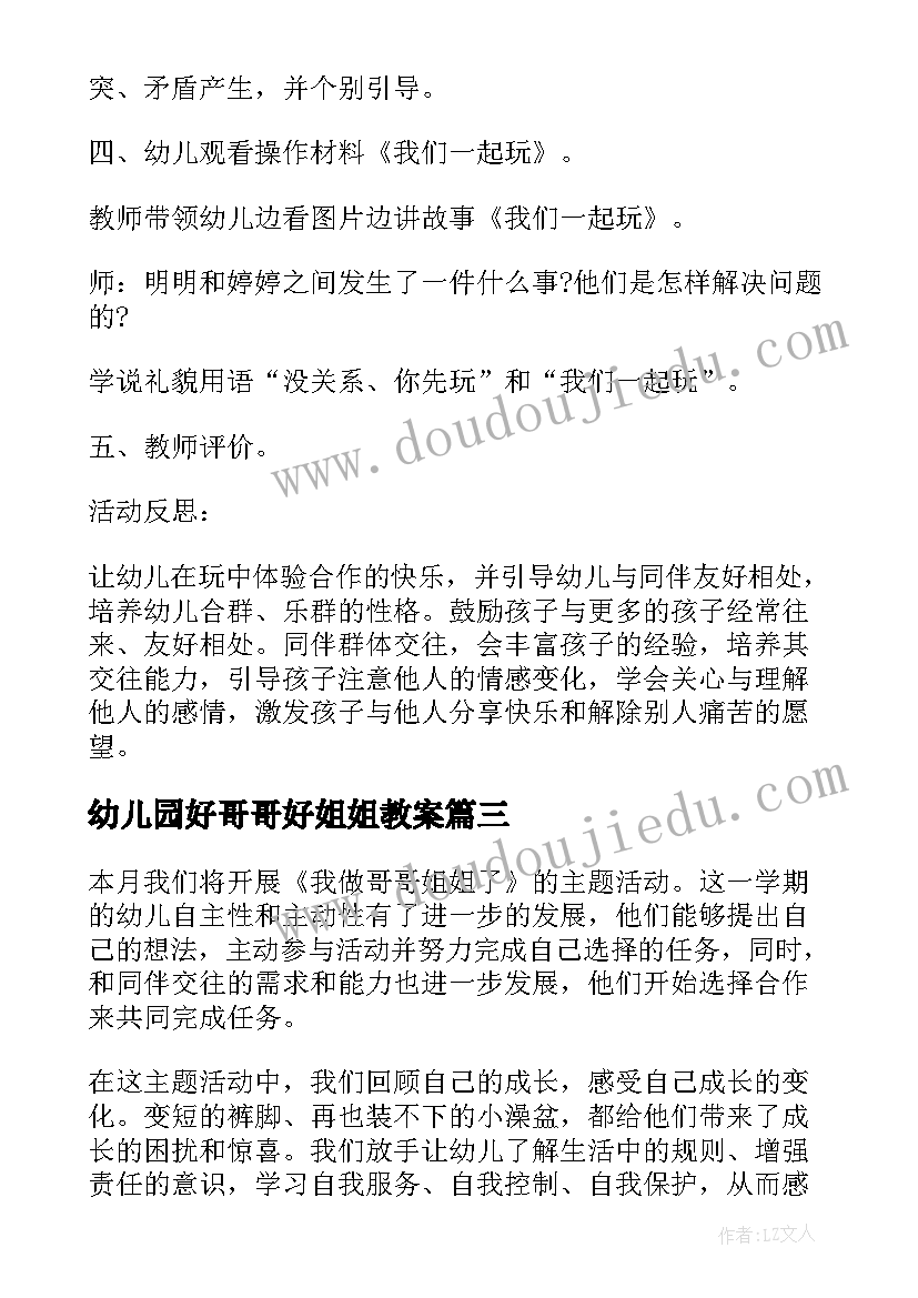 幼儿园好哥哥好姐姐教案 大班社会活动教案我是哥哥姐姐(通用8篇)