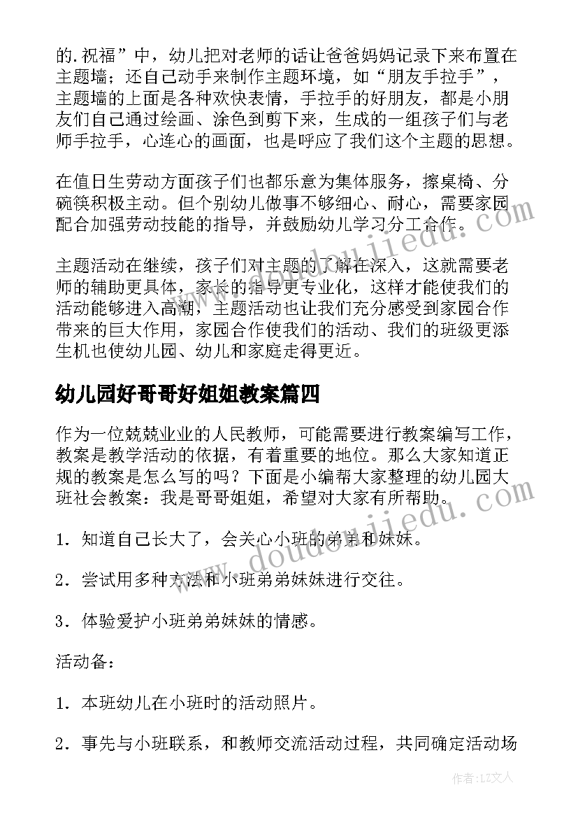 幼儿园好哥哥好姐姐教案 大班社会活动教案我是哥哥姐姐(通用8篇)