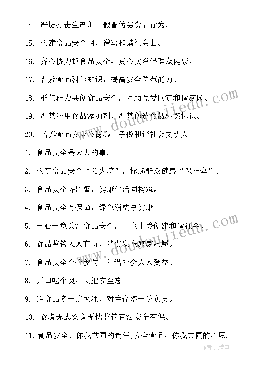 食品安全周标语 食品安全宣传周标语(大全8篇)