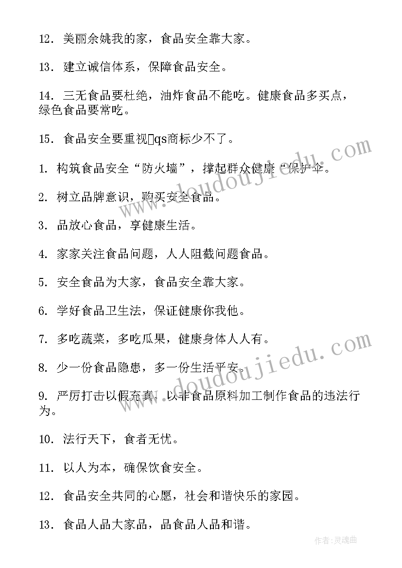 食品安全周标语 食品安全宣传周标语(大全8篇)