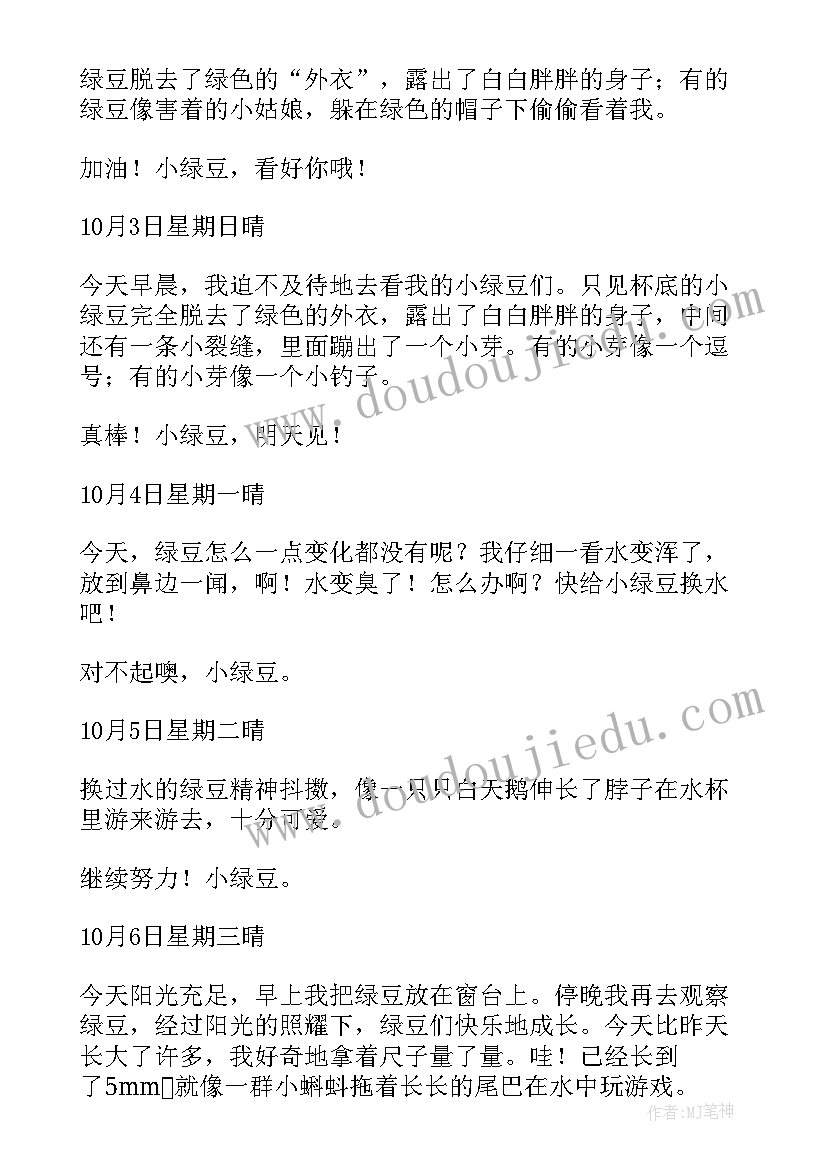 2023年豆芽生长过程的日记观察4天(优质16篇)