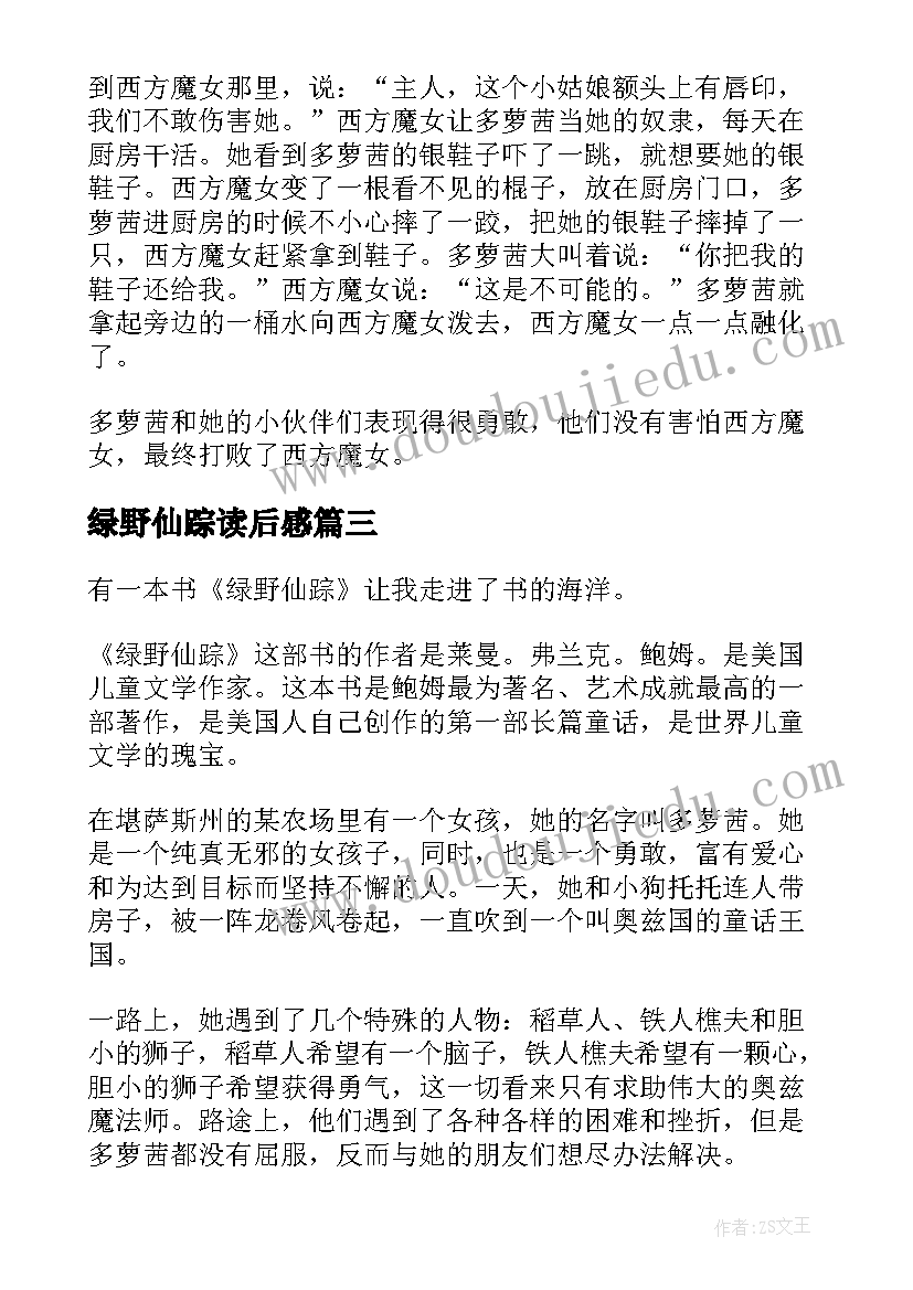 2023年绿野仙踪读后感(优质12篇)