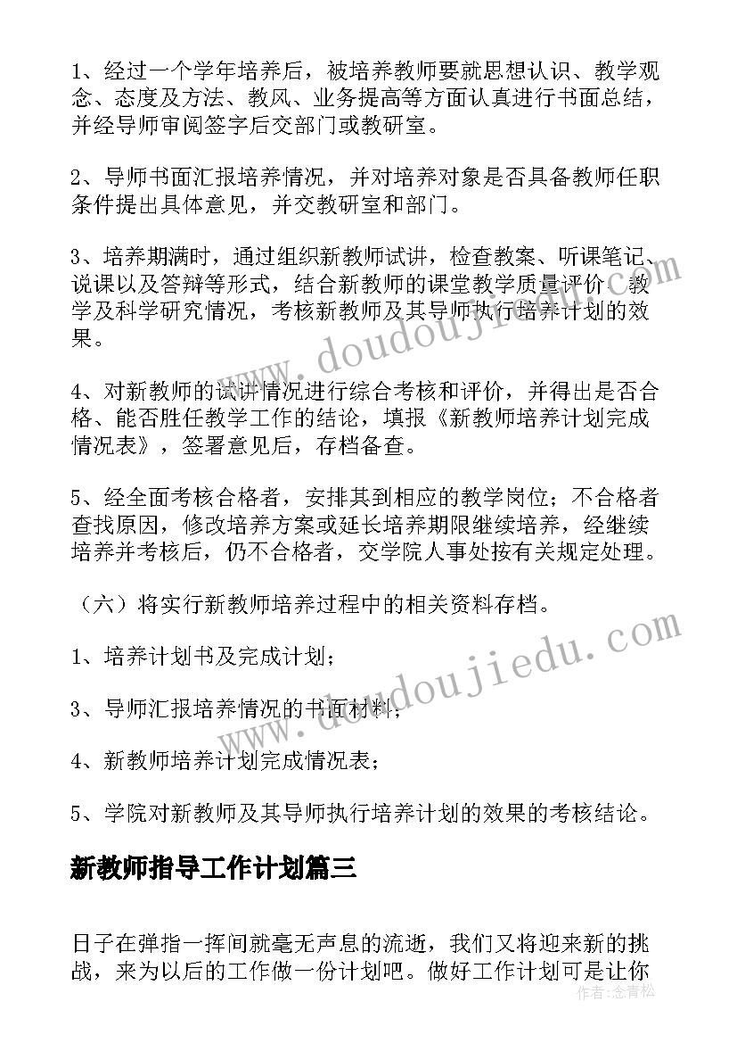 新教师指导工作计划(汇总8篇)