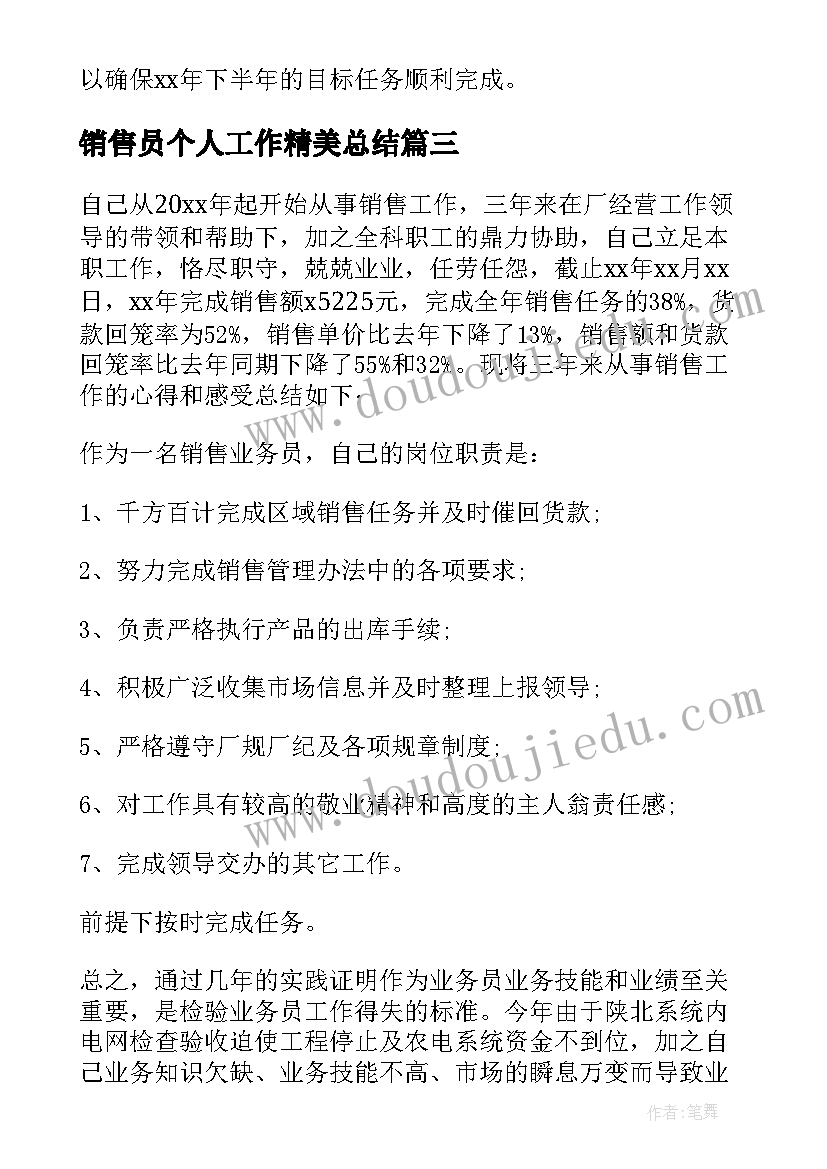 销售员个人工作精美总结 销售员个人工作总结(大全14篇)