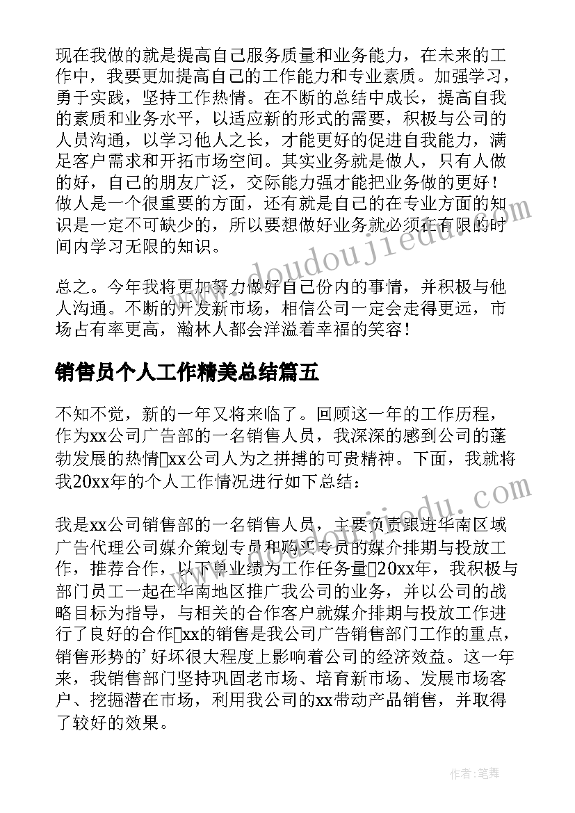 销售员个人工作精美总结 销售员个人工作总结(大全14篇)