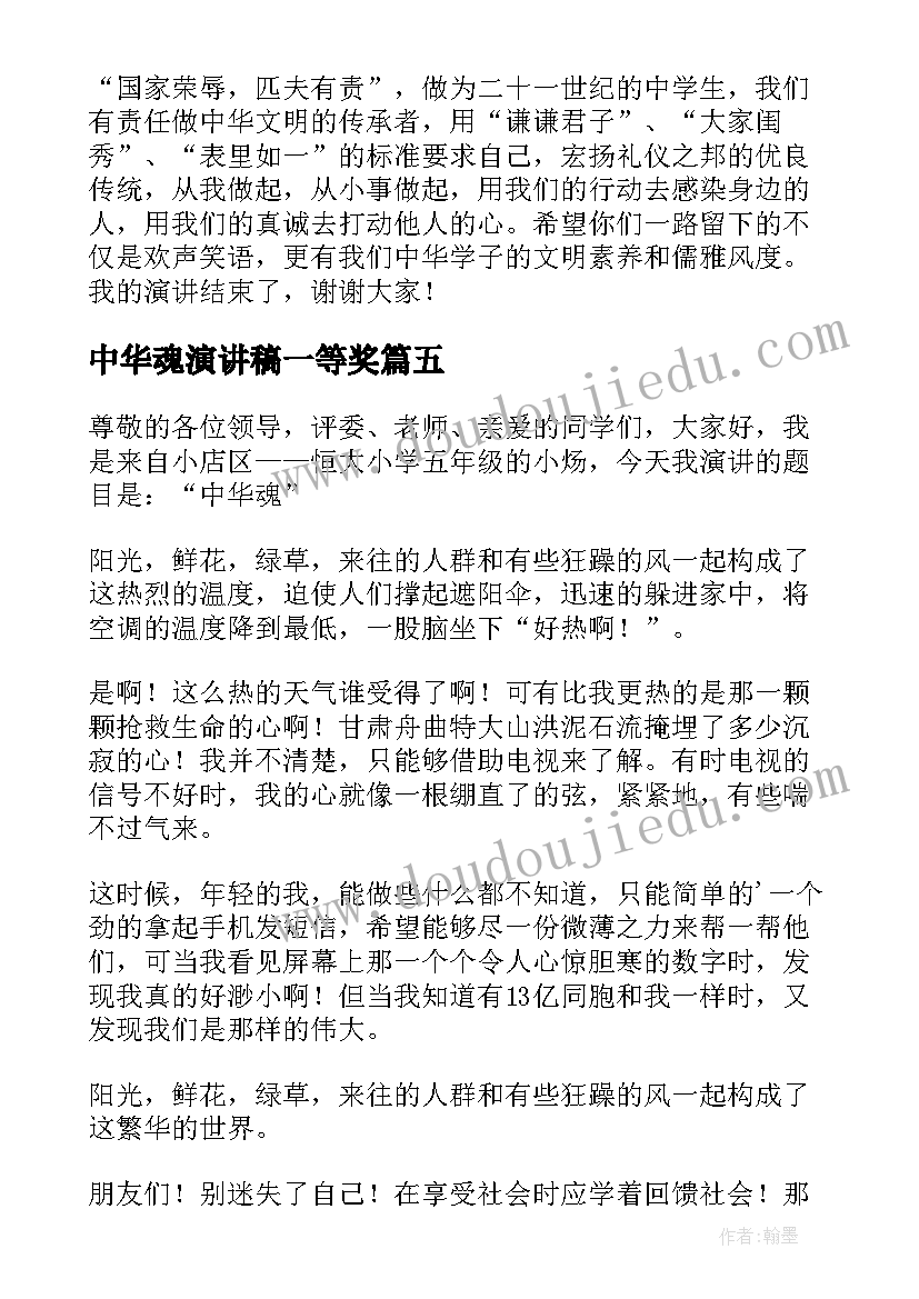 最新中华魂演讲稿一等奖(大全8篇)